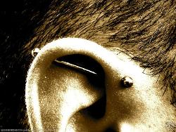 helix piercing - this is a helix piercing in the ear