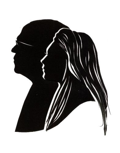 A scherenschnitte silhouette cutting freehand. - My hubby and me