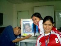 me, with 'julijo' in the PC - me, my frends, and my 'son' in the computer