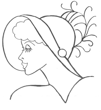 Drawing of a Lady in a Hat - Drawing of a Lady  in a Big Hat