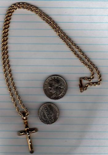 14k gold chain and cross - found on a florida beach.  chain is 17 grams and cross weighs in at 3 grams