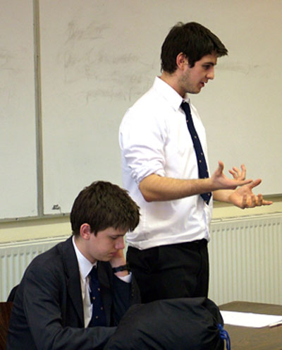 A Good Debate - This guy is really into making his point during a recent debate.
