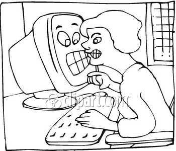 pcwoman - hehe,its funny cartoon for a woman getting mad at the pc,but the pc got mad at her back..