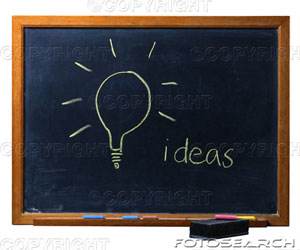 Ideas written on a blackboard. - We all need to exercise our minds and be creative. Ideas become realities!