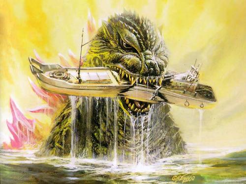 Cool Pic Of Big G - Godzilla eating a boat