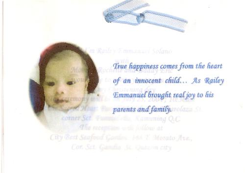 baptismal invitation - an invitation on my baby&#039;s baptism.
