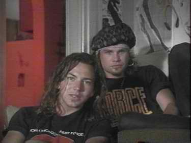Eddie Vedder & Jeff Ament - This is a photo of Pearl Jam singer Eddie Vedder and Pearl Jam bassist Jeff Ament in 1992