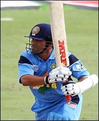 Tendulkar in great form - Sachin fails to get past 50 only against australia in super six 2003 but scores 150 against Namibia and a vital 98 against Pakistan.