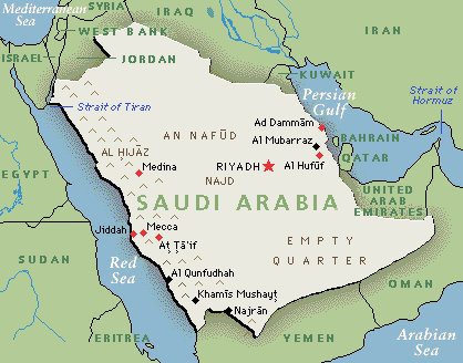 saudi - A map of saudi arabia and its surroundings