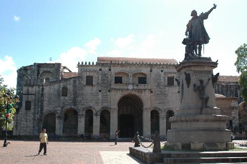 Cristopher Colombus and the Cathedral - The Santo Domingo, Dominican Republic Cathedral... with a statue of Cristobal Colon, or Cristpher Colombus... :) I love my country