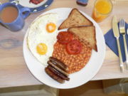 breakfast - eggs,sausage,toast...a good breakfast