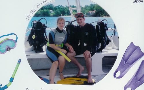 Ready to SCUBA - Mike and me in Ocho Rios, Jamaica, taking advantage of Beache's ultra-inclusive programs.  We're going SCUBA diving!!