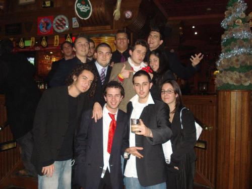 Nightlife - Group photo, taken inside TGI's, one of our bars on out bar hoping trip haha, on Christmas eve.