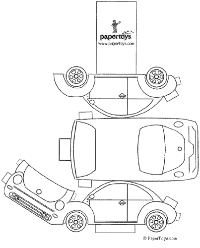 Paper Car - This is a Paper toy car, print it out on a piece of paper and enlarge it with photocopier and make your kids this paper car as toy.