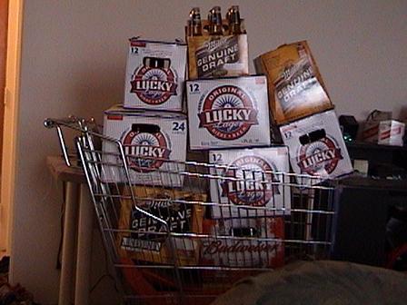 Got Beer? - A shopping cart full of empties. Good night, painful morning.