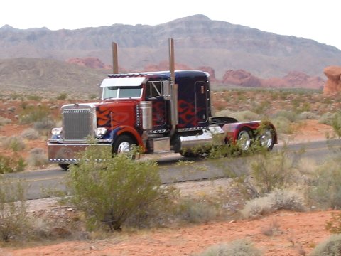 Optimus Prime alt form - the alternate form of optimus Prime, a longnose kenworth semi... with flames