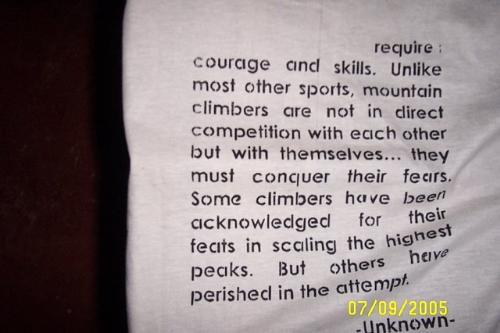 Mountaineering Motto - hiking motto of one of the famous mountaineer