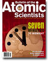 domsday - front page of a magazine cover showing the minute hand of the doomsday clock being moved forward.