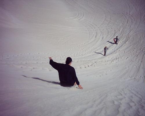 Sand boarding downhill - It´s going really really fast downhill