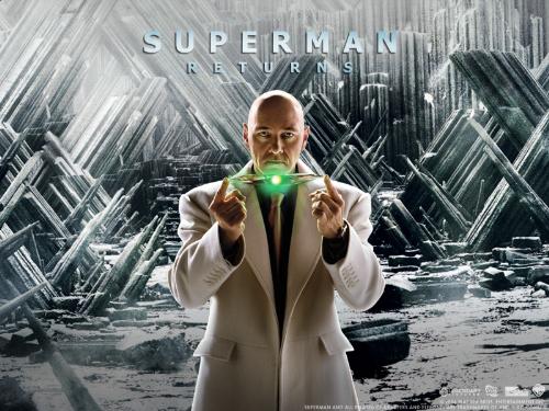 The powerful villain. - The powerful villain and the mortal enemy of superman holding a piece of kryptonite.