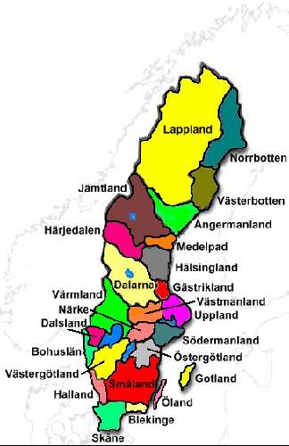 Map of Sweden - Map of Sweden with all it's states.