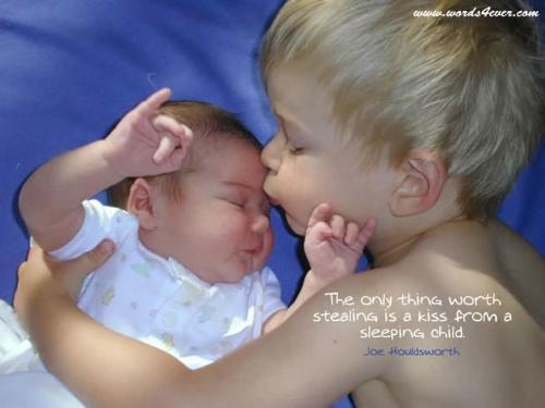 Loving Brother - This photo is very touching, look on how the big brother kisses the lil baby. Awww...so sweet!