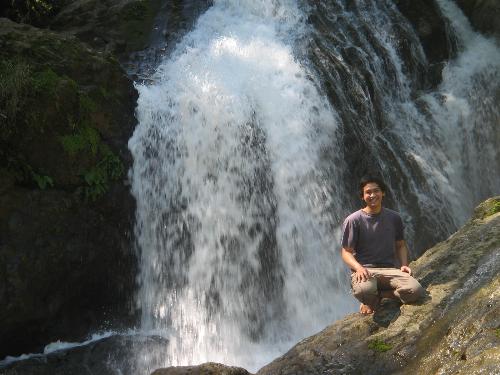 by the falls - This is one of the spots visited by the group.