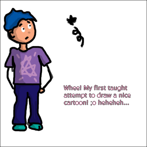 Cartoon-ish boy - Quite a long time ago, I was browsing through photoshop tuts, i think. This was my first attempt at erm, a cartoon person drawn on the computer xD  with a mouse, yeah?