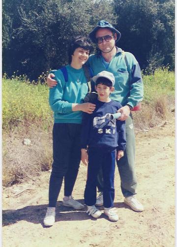 I my wife and our young son on trip - I my wife and our young son on trip some years ago, it was a trip  of all day only walking. The time is spring, weathr was good  with green fields around neer our city Kfar Saba in Israel.