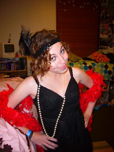 me as a flapper - I was a flapper for halloween. this was my costume. I got the beads on bourbon street for free, & the boa is from the french quarter. I loved my costume this year!