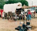 Tea Time on the Trail - image of the chuckwagon serving grub to the cowboys on the trail