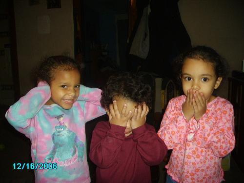 Hear no evil, see no evil, speak no evil! - My kids being too cute, as usual!