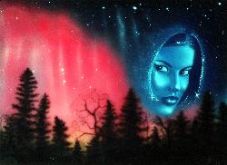 watcher, (airbrush art). - watcher of the night sky