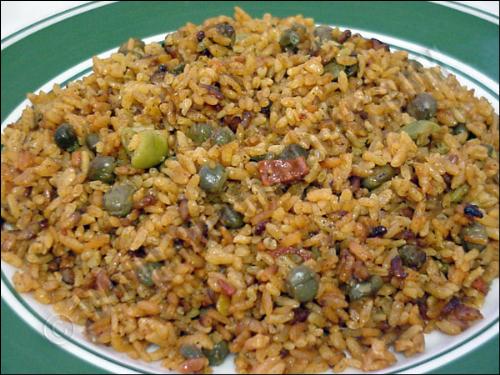 Puerto Rican Rice - Arroz con Gandules,(Rice with pigeons peas).