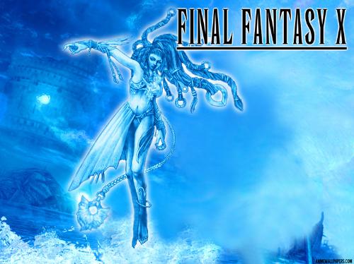 final fantasy - this is shiva. one of the summon monsters of the final fantasy sequel. she uses ice as her power. she is one of the main stay of monsters in the final fantasy esquel.