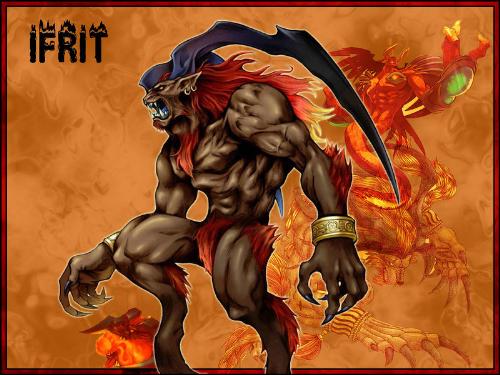 final fantasy - this is ifrit, a main stay in the final fantasy sequel as far as i know. he uses fire element as his power. besides his devilish look, he works for the good guys.:)