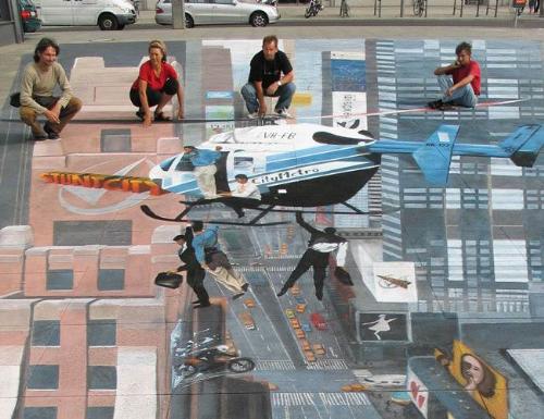 3d Amazing Street Arts, Drawings on Street with th - 3d Amazing Street Arts, Drawings on Street with the Colour Pencils