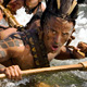 Apocalypto - Set in the Mayan civilization,a man is taken on a perilous journey to a world ruled by fear and oppession.Directed by Mel Gibson.