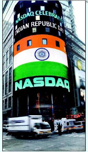 Indian flag at NASDAQ - Here I salute the person who had taken the lead in achieving it !!