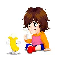 tetsu and mukimpo - tetsu drummer of L'Arc~en~Ciel band with mukimpo, your banana.