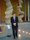 Gordon Brown - Gordon Brown, chancellor of the exchequer in England. Standing on the steps of parliment. Voted 97th most attractive man in the world. Soon to be Englands next prime minister.