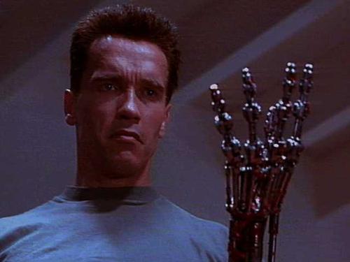 terminator - tis pic shows the robotic hand of the terminator