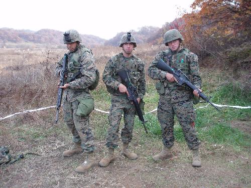 Marine in korea - This is me and a few buddies on a training evolutions in South Korea
