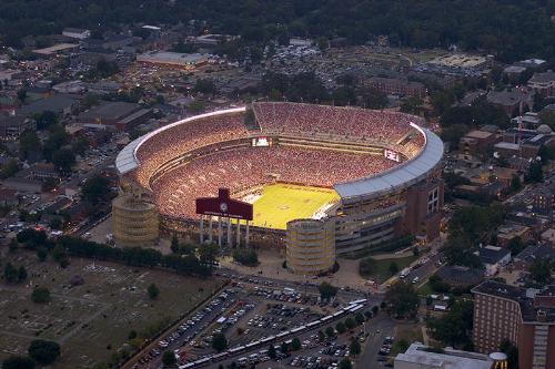 Bryant-Denny Stadium - Best place in the world on a college football Saturday.  Tuscaloosa has the best atmoshere around.  Tailgating on the Quad, Million Dollar Band, The Strip, hot girlsa and the Crimson Tide.  Just doesn't get any better than that.  Roll Tide!