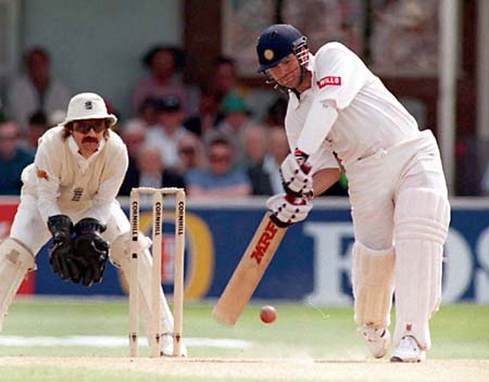 Sachin Tendulkar - Probably the best in the buisiness ever.For 18 years he has been a nightmare for bowlers all over the world.Here he plays an inside-out shot on the front foot against a spinner...