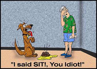 Dog Cartoon - This dog can not understand a command.