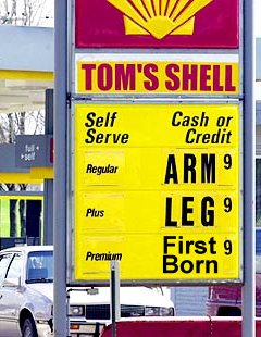 Canadian gas sign. - What kind of sign will the Canadians come up witj next.