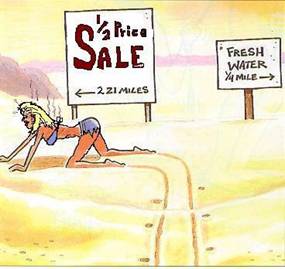 Blonde in the desert - What a bargain! She would do anything to get a bargain,