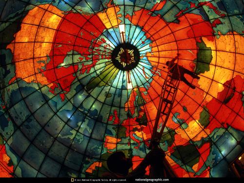 National geographic Wallpaper (Big world in the Do - National geographic Wallpaper (Big world in the Dome) in red colour