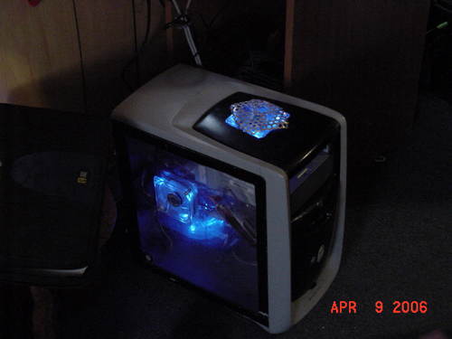 computer - computer with blue neon